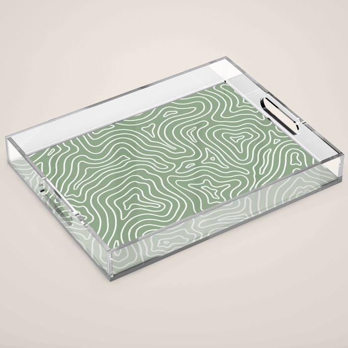 Topographic- Sage Green Acrylic Tray Gallery Image 1