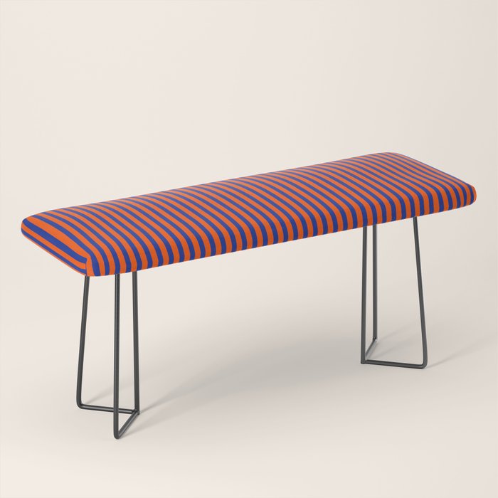 Ultra Fine Stripe Narrow Vertical Pinstripe Pattern in Bold Blue and Orange Bench Gallery Image 1