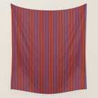 Ultra Fine Stripe Narrow Vertical Pinstripe Pattern in Bold Blue and Orange Wall Tapestry Gallery Image 4