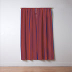 Ultra Fine Stripe Narrow Vertical Pinstripe Pattern in Bold Blue and Orange Window Curtain Gallery Image 3