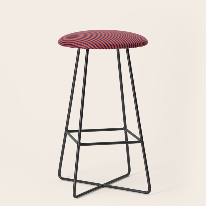 Ultra Fine Stripe Narrow Vertical Pinstripe Pattern in Bold Blue and Orange Stool Gallery Image 1