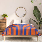 Ultra Fine Stripe Narrow Vertical Pinstripe Pattern in Bold Blue and Orange Comforter Gallery Image 3
