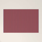 Ultra Fine Stripe Narrow Vertical Pinstripe Pattern in Bold Blue and Orange Welcome Mat Gallery Image 1