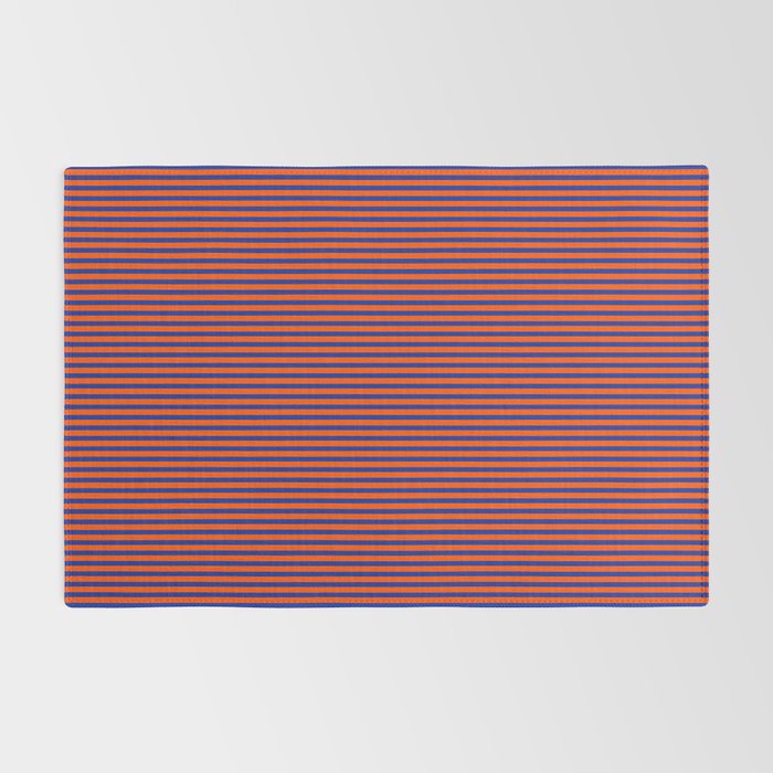 Ultra Fine Stripe Narrow Vertical Pinstripe Pattern in Bold Blue and Orange Rug Gallery Image 2
