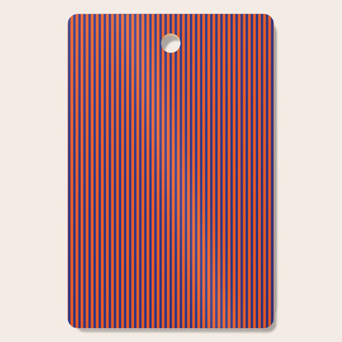 Ultra Fine Stripe Narrow Vertical Pinstripe Pattern in Bold Blue and Orange Cutting Board Gallery Image 1