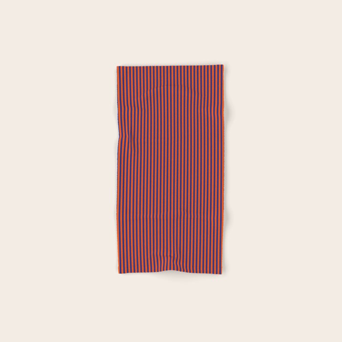 Ultra Fine Stripe Narrow Vertical Pinstripe Pattern in Bold Blue and Orange Bath Towel Gallery Image 1