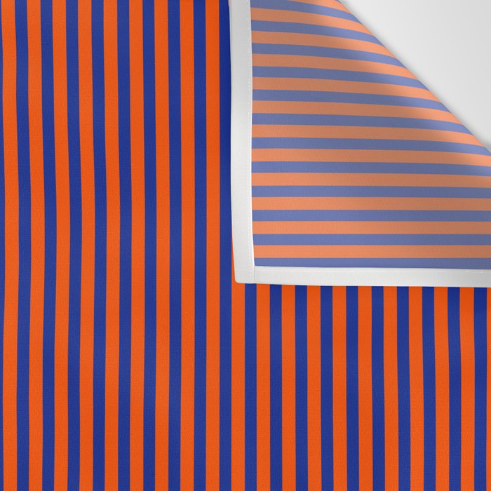 Ultra Fine Stripe Narrow Vertical Pinstripe Pattern in Bold Blue and Orange Wall Tapestry Gallery Image 3