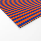 Ultra Fine Stripe Narrow Vertical Pinstripe Pattern in Bold Blue and Orange Welcome Mat Gallery Image 2
