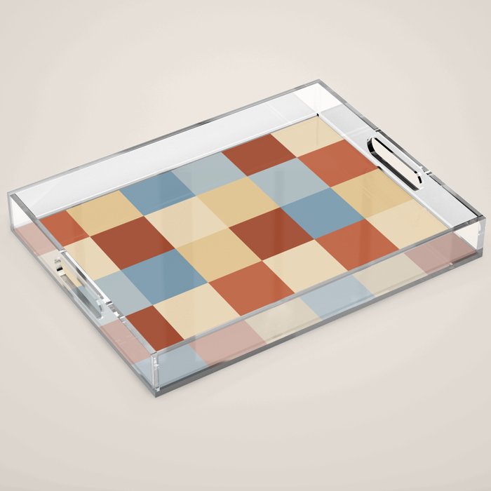 Bold Retro Checks Pattern - Large XX Acrylic Tray Gallery Image 1