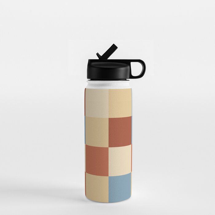 Bold Retro Checks Pattern - Large XX Water Bottle Gallery Image 1