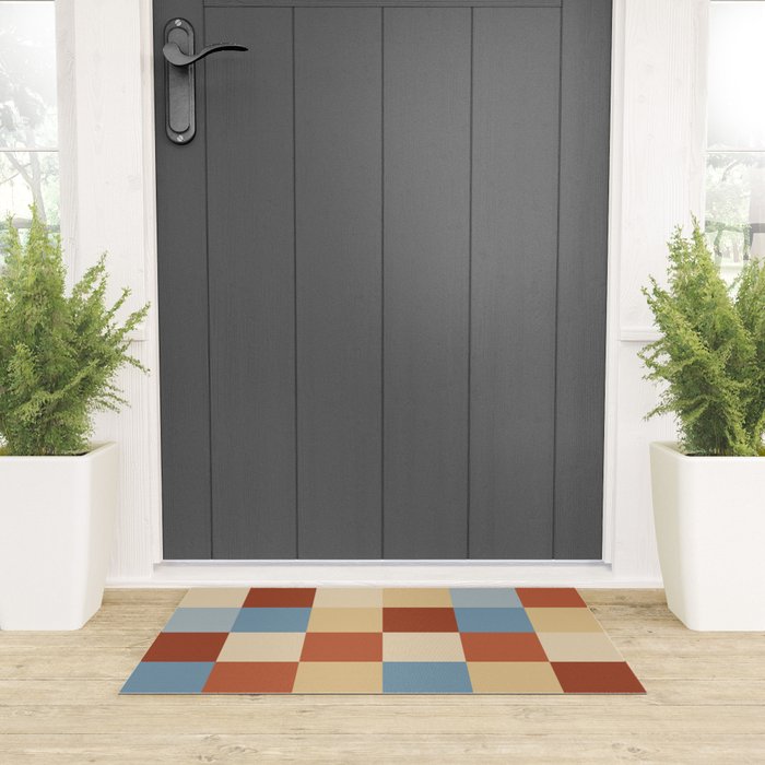 Bold Retro Checks Pattern - Large XX Welcome Mat Gallery Image 3