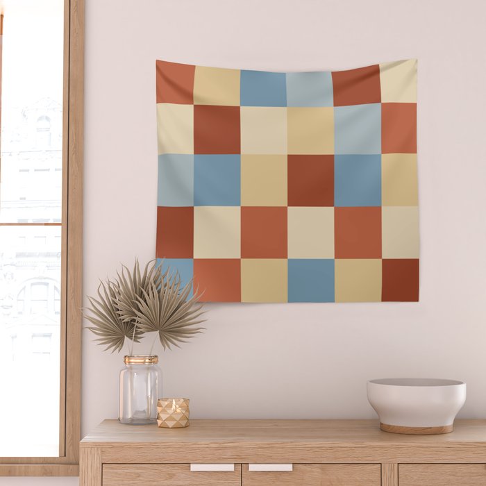 Bold Retro Checks Pattern - Large XX Wall Tapestry Gallery Image 2