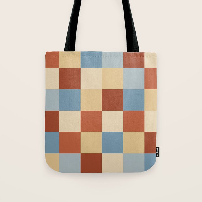Bold Retro Checks Pattern - Large XX Tote Bag Gallery Image 1