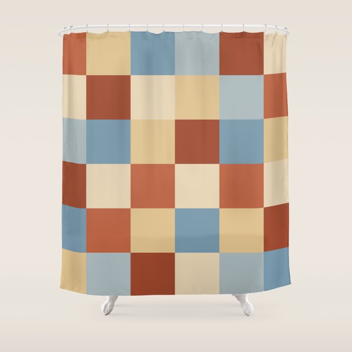 Bold Retro Checks Pattern - Large XX Shower Curtain Gallery Image 1