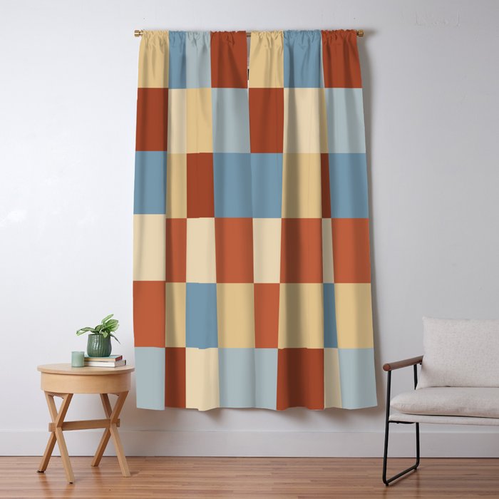Bold Retro Checks Pattern - Large XX Window Curtain Gallery Image 1