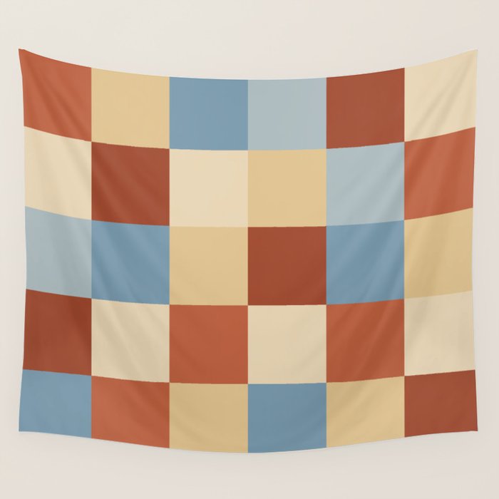 Bold Retro Checks Pattern - Large XX Wall Tapestry Gallery Image 1