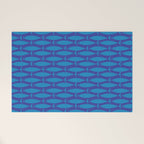 Mid Century Modern Fish Pattern in Double Blue Welcome Mat Gallery Image 1