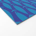 Mid Century Modern Fish Pattern in Double Blue Welcome Mat Gallery Image 2