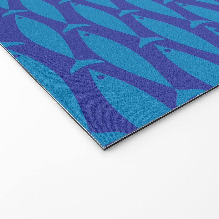 Mid Century Modern Fish Pattern in Double Blue Welcome Mat Gallery Image 2