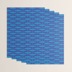 Mid Century Modern Fish Pattern in Double Blue Wrapping Paper Gallery Image 3