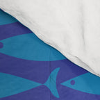 Mid Century Modern Fish Pattern in Double Blue Comforter Gallery Image 4