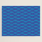 Mid Century Modern Fish Pattern in Double Blue Jigsaw Puzzle Gallery Image 1