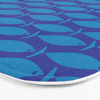 Mid Century Modern Fish Pattern in Double Blue Bath Mat Gallery Image 3