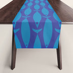 Mid Century Modern Fish Pattern in Double Blue Table Runner Gallery Image 1
