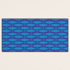 Mid Century Modern Fish Pattern in Double Blue Desk Mat Gallery Image 3