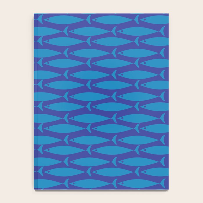 Mid Century Modern Fish Pattern in Double Blue Notebook Gallery Image 4