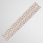 Watercolor painting of tropical strawberries on light greenish blue pattern Table Runner Gallery Image 3