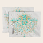 Sacred Lotus Mandala - Turquoise & Gold Palette Placemat Gallery Image 1