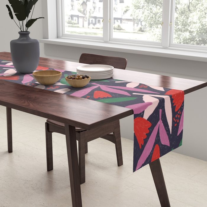 Hand Drawn Florals #2 Table Runner Gallery Image 2