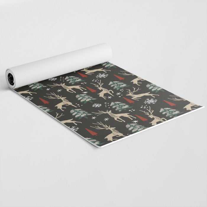 Deer in the snowy night Yoga Mat Gallery Image 2