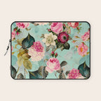 Vintage & Shabby Chic - Summer Teal Roses Flower Garden Laptop Sleeve Gallery Image 1