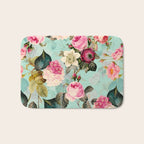 Vintage & Shabby Chic - Summer Teal Roses Flower Garden Bath Mat Gallery Image 1