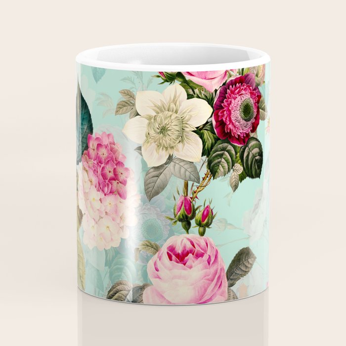 Vintage & Shabby Chic - Summer Teal Roses Flower Garden Coffee Mug Gallery Image 4