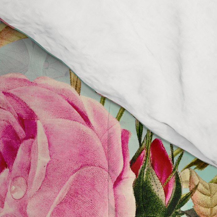 Vintage & Shabby Chic - Summer Teal Roses Flower Garden Comforter Gallery Image 4