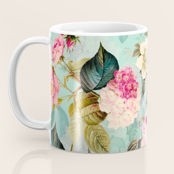 Vintage & Shabby Chic - Summer Teal Roses Flower Garden Coffee Mug Gallery Image 3