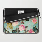 Vintage & Shabby Chic - Summer Teal Roses Flower Garden Laptop Sleeve Gallery Image 2