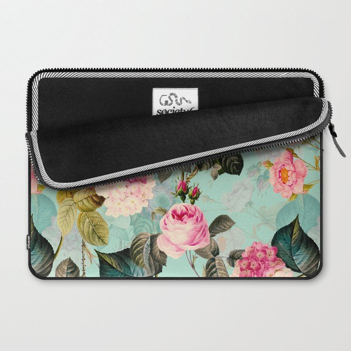 Vintage & Shabby Chic - Summer Teal Roses Flower Garden Laptop Sleeve Gallery Image 2