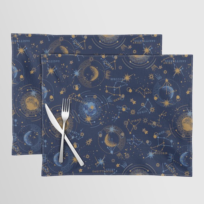 Dark blue zodiac abstract YB Placemat Gallery Image 1