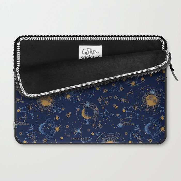 Dark blue zodiac abstract YB Laptop Sleeve Gallery Image 2