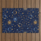Dark blue zodiac abstract YB Outdoor Rug Gallery Image 1