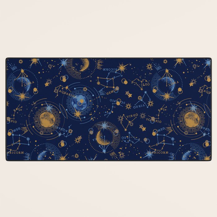 Dark blue zodiac abstract YB Desk Mat Gallery Image 3