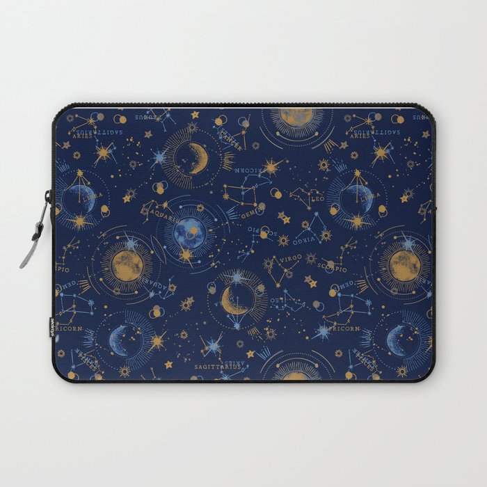 Dark blue zodiac abstract YB Laptop Sleeve Gallery Image 1