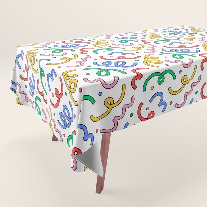 Colorful abstract fun line doodle pattern Tablecloth Gallery Image 1