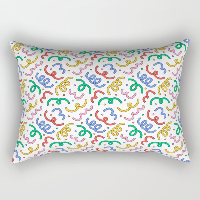 Colorful abstract fun line doodle pattern Rectangular Pillow Gallery Image 2