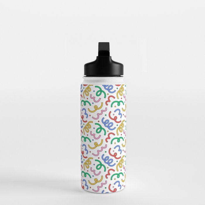 Colorful abstract fun line doodle pattern Water Bottle Gallery Image 3