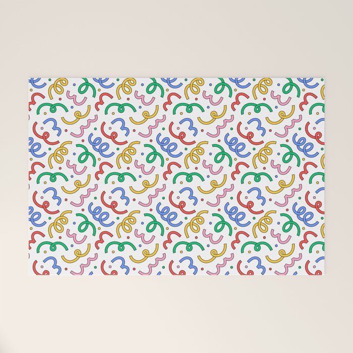 Colorful abstract fun line doodle pattern Welcome Mat Gallery Image 1